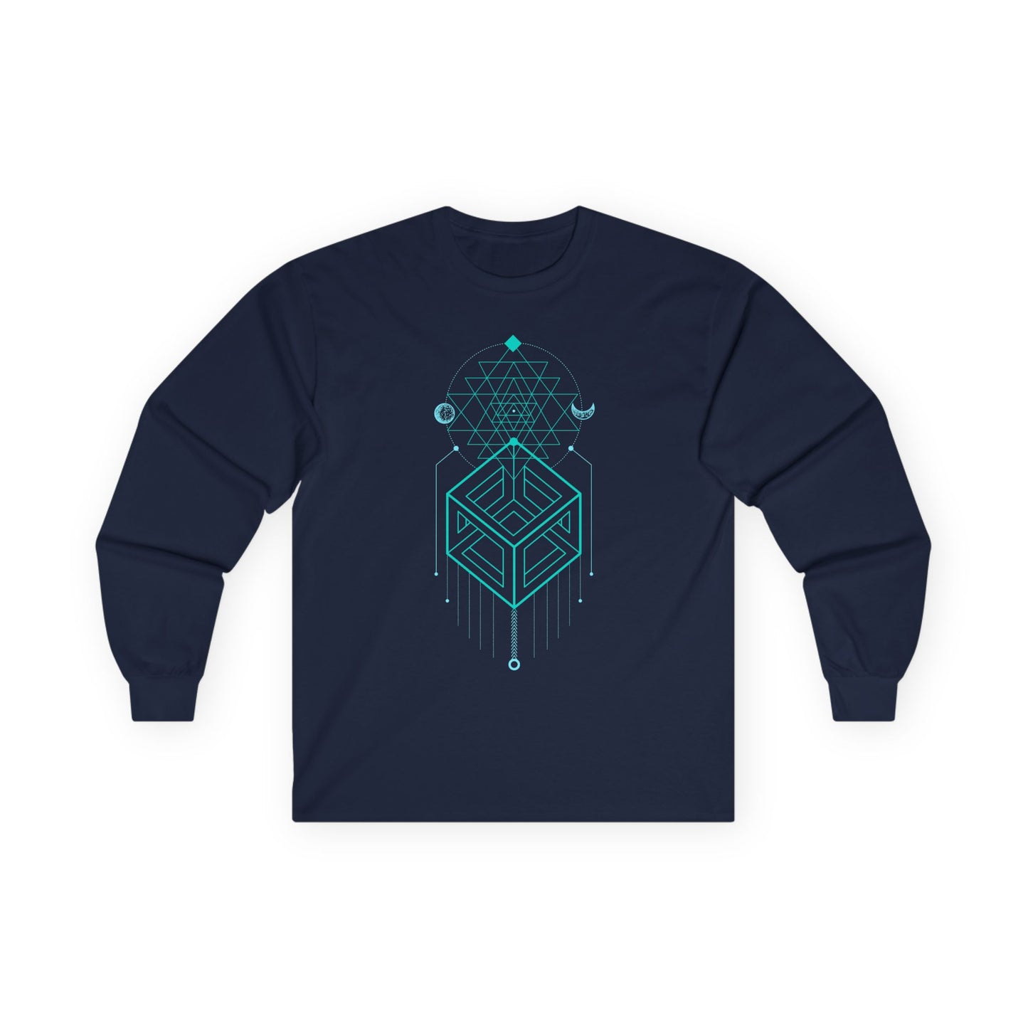 Sacred Geometry Celestial Magic Cube Totem Long Sleeve Tee,